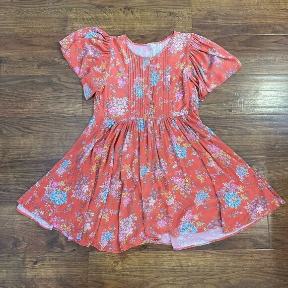 Spell and the Gypsy Meadowland Flutter Sleeve Mini Dress Poppy - Picture 5 of 7